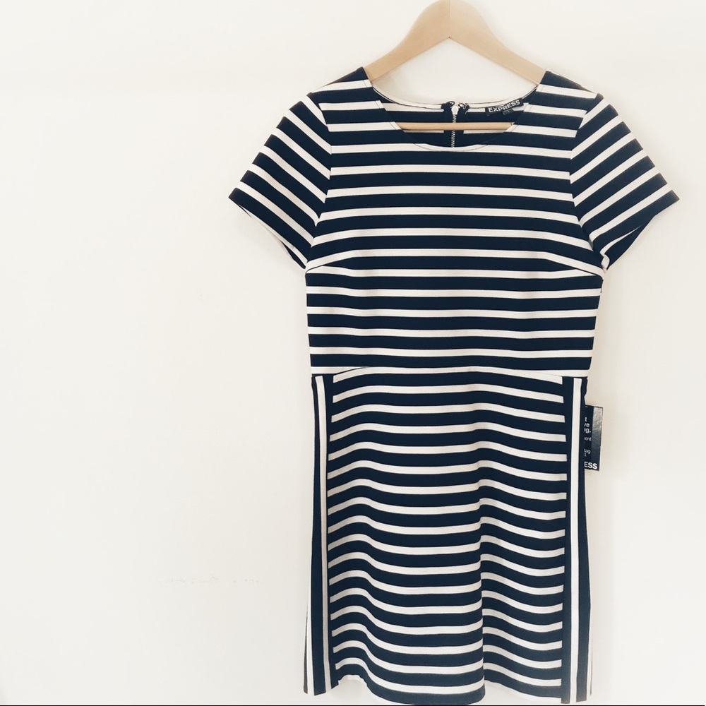 NWT EXPRESS - Navy Blue/White Striped Mini Dress